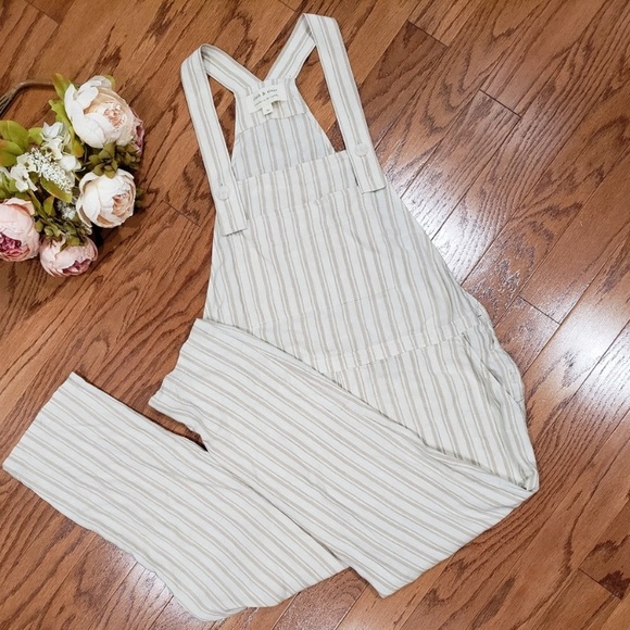 Anthropologie Pants - Anthropologie Cloth & Stone Linen Striped Overalls
